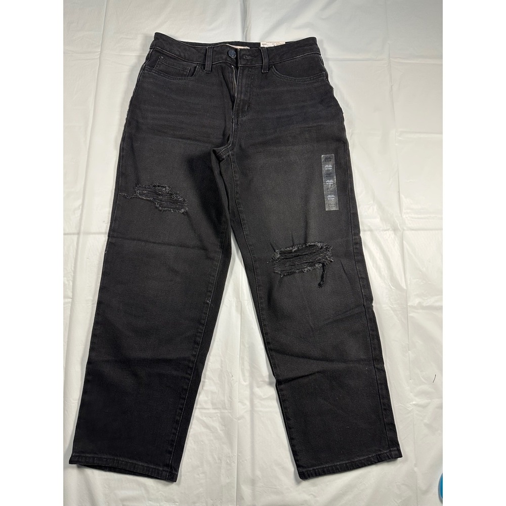 SO High Rise Straight Leg Jeans Womens 9/29W Distressed Black NWT